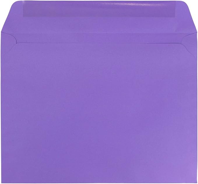 JAM PAPER 9 x 12 Booklet Colored Envelopes - Violet Purple Recycled - 25/Pack