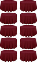 10 Pack Burgundy Round Tablecloths - 120 Inch, Polyester Table Cover for Round Table, Stain and Wrinkle Resistant Washable Fabric Tablecloth, Polyester Tablecloth for Wedding Banquet Parties