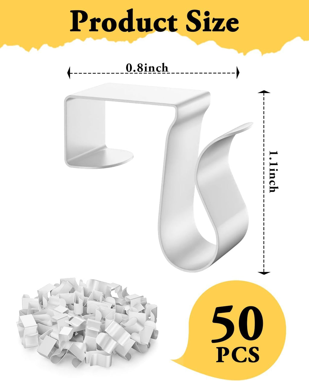 Gutter Clips for Hanging Outdoor Lights: 50Pcs Metal White Weatherproof Christmas Light Clips for Outside String Lights Xmas Halloween Seasonal Rope Mini Decoration Lights