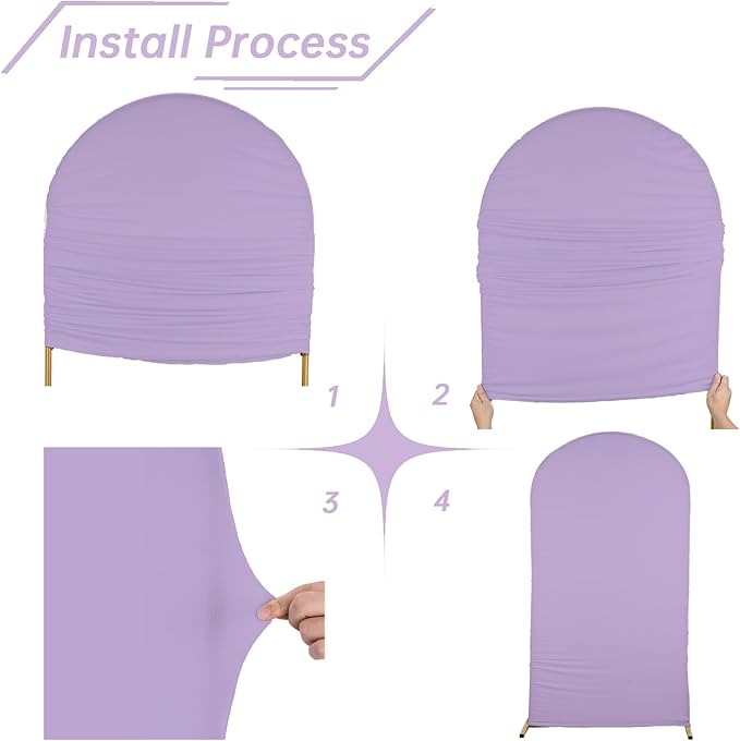 bricia Wedding Arch Backdrop Stand Cover, 6FT Double Sided Stretchy Arch Cover Fitted Wedding Birthday Party Banquet Decoration (Lavender 72''Lx31.2''W)