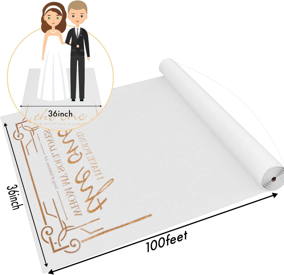 Thickened Aisle Runner, Gold, 3x100 Feet