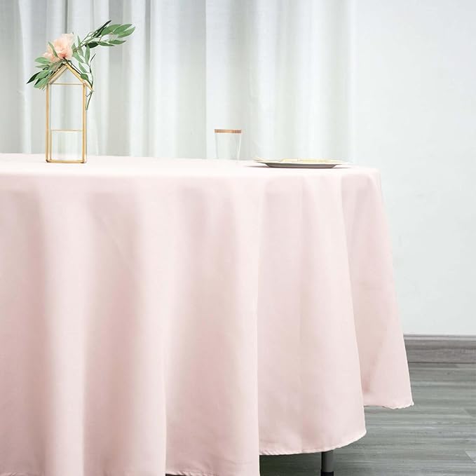 Efavormart Round Tablecloth, 108 Inch Stain & Wrinkle Resistant Washable Table Cloth, Decorative Polyester Fabric Table Cover for Banquet, Wedding, Dining- Blush