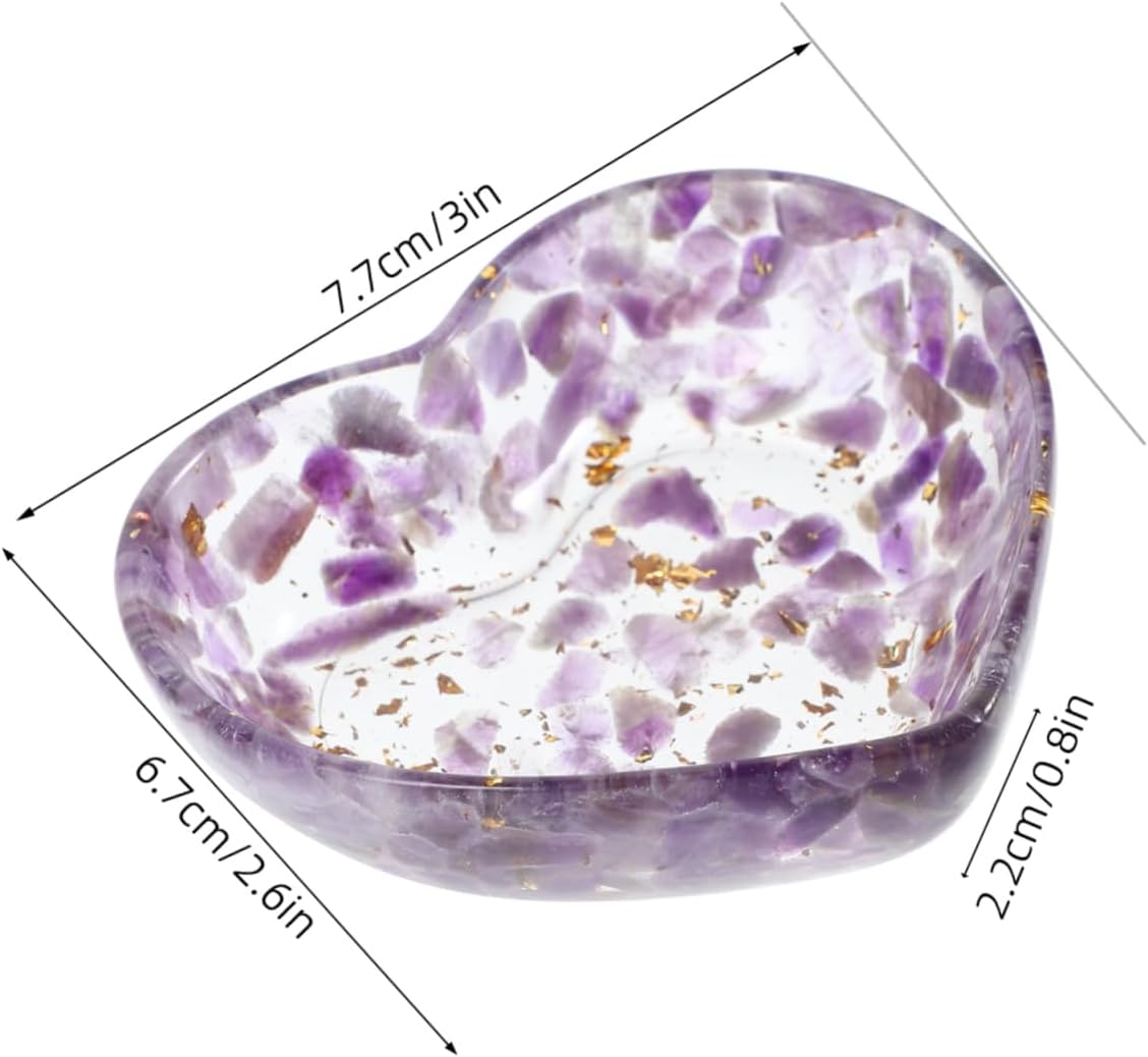 Happyyami Heart Shaped Resin Candle Holder Unique Decorative Bowl for Living Room Bedroom and Office Natural Crystal Gravel Craft for Enhanced Aesthetic and Relaxing Atmosphere