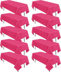 10 Pack Hot Pink Tablecloths for 6 Foot Rectangle Tables 60 x 102 Inch - 6ft Rectangular Bulk Polyester Fabric Table Clothes for Wedding Buffet Party Banquet Reception Restaurant and Camping