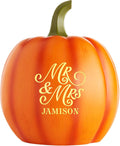 Let's Make Memories Personalized Light Up Pumpkin Decor - Celebrate Love - Fall Wedding Centerpiece - Laser-Engraved Resin with Names - Happy Couple - Orange - Large
