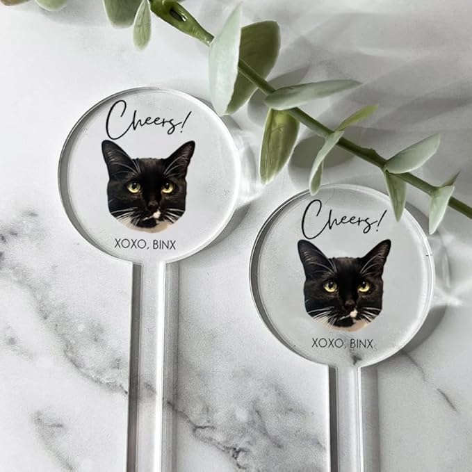 Coolslove Personalized Wedding Dog Stir Sticks, Custom Illustrated Pet Acrylic Cocktail Stirrers, Acrylic Cocktail Stirrers, Wedding Drink Sticks, Wedding Favors Decors Essentials Style 3