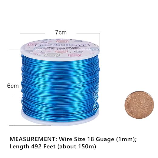 BENECREAT 18 Gauge Jewelry Craft Aluminum Wire 492 Feet Bendable Metal Sculpting Wire for Craft Floral Model Skeleton Making (DeepSkyBlue, 1mm)