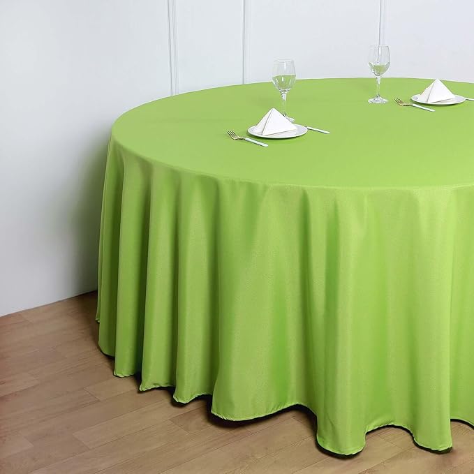Efavormart Round Tablecloth, 120 Inch Stain & Wrinkle Resistant Washable Table Cloth, Decorative Polyester Fabric Table Cover for Banquet, Wedding, Dining - Lime Green