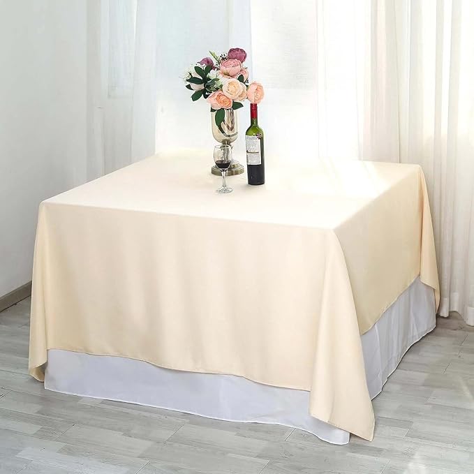 Efavormart 90" Beige Wholesale Linens Polyester Square Linen Tablecloth for Kitchen Dining Catering Wedding Birthday Party Events