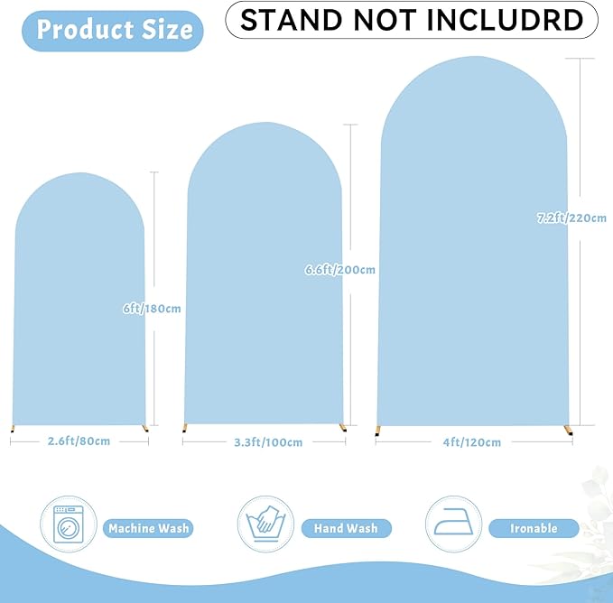 7.2FT Blue Arch Backdrop Cover - Polyester Fitted Wedding Arch Stand Covers Round Top Chiara Arch Backdrop Cover for Birthday Party Banquet Photo Background Decoration