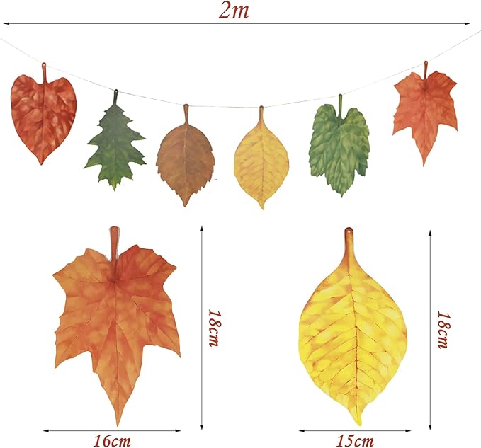 Easy Joy 14 Pcs Fall Party Decorations, Orange Hanging Paper Fans Autumn Paper Pompoms Lanterns Maple Leaves Bunting Garlands for Thanksgiving Celebration, Birthday Decor