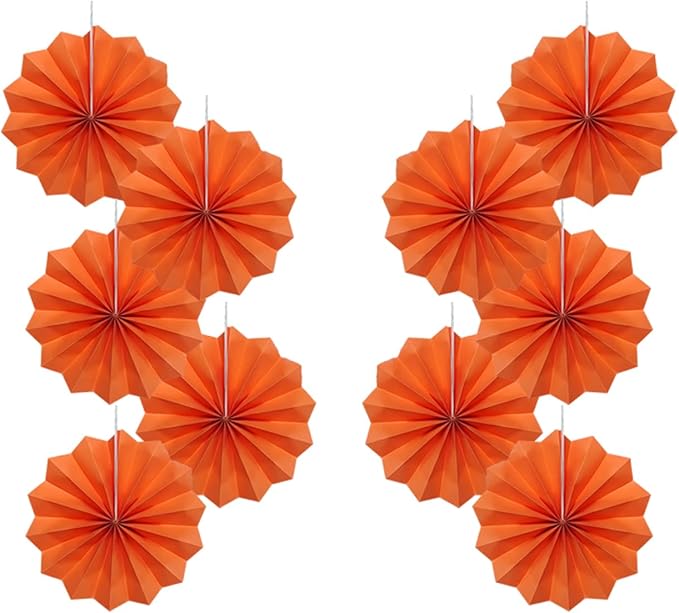 Orange Birthday Party Decorations,DIY Orange Paper Fans Hanging Decoration,8in Halloween Paper Fans,Halloween Decor,Fox Birthday Decorations Events Accessories 30 Color DIY Set (Orange)