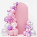 LEBENGURU Upgraded 7.2FT Wedding Arch Cover, Dusty Pink Spandex Fitted Arch Backdrop Cover, Round Top Chiara Stand Covers for Birthday Party Baby Shower Banquet Balloon Décor