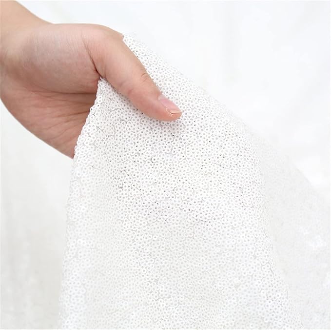Poise3EHome White Sequin Backdrop, 8FT x 10FT Sequin Photography Backdrop Curtain for Party Decoration