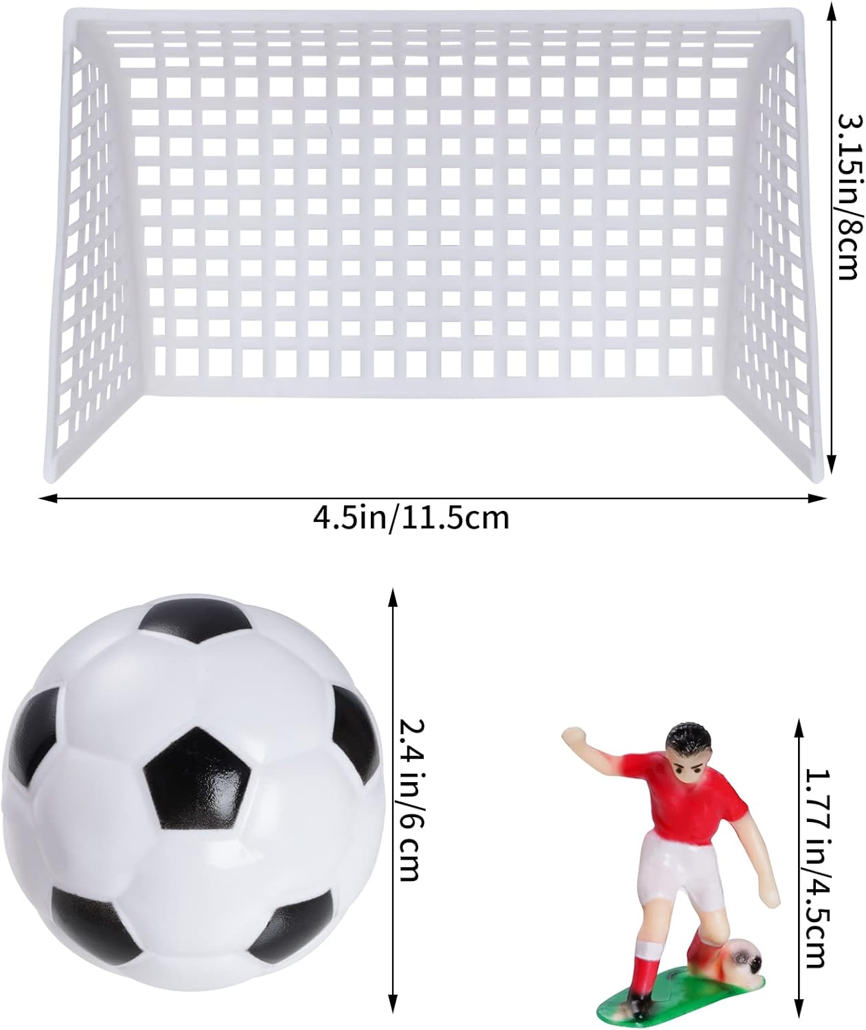 Pistha 18 Pieces Soccer Cake Topper Decorations Soccer Ball Cupcake Topper Soccer Player figure for Soccer Birthday Party Sport Party Football Theme Party Supplies for Men Boy