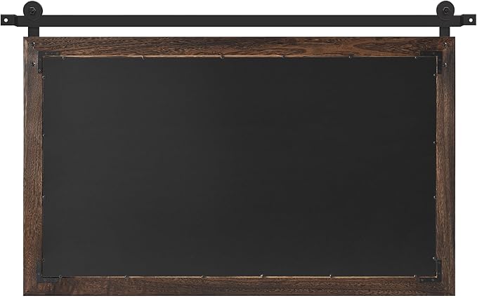 COGOOD Farmhouse Barn Door Mirror - 41 x 26 Rustic Wood Framed Wall Mirror for Bathroom, Living Room, Entryway Wall Decor (Black Brown)