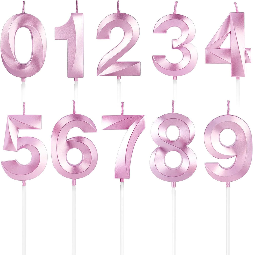 BEAN LIEVE Numeral Birthday Candles - Birthday Cake Candles Numeric Candles Number 0 1 2 3 4 5 6 7 8 9 Used for Cake Decoration on Birthday Parties and Wedding Anniversary Celebration（Rose Gold