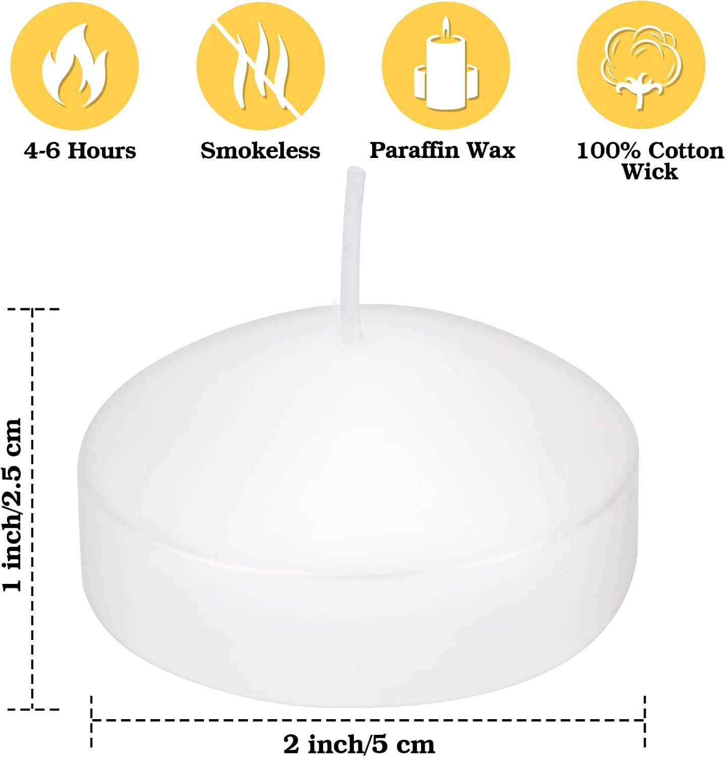 Floating Candles 24 Pack, 2 Inch Long Lasting Small Unscented White Floating Candle for Wedding, Birthday, Holiday & Home Decoration