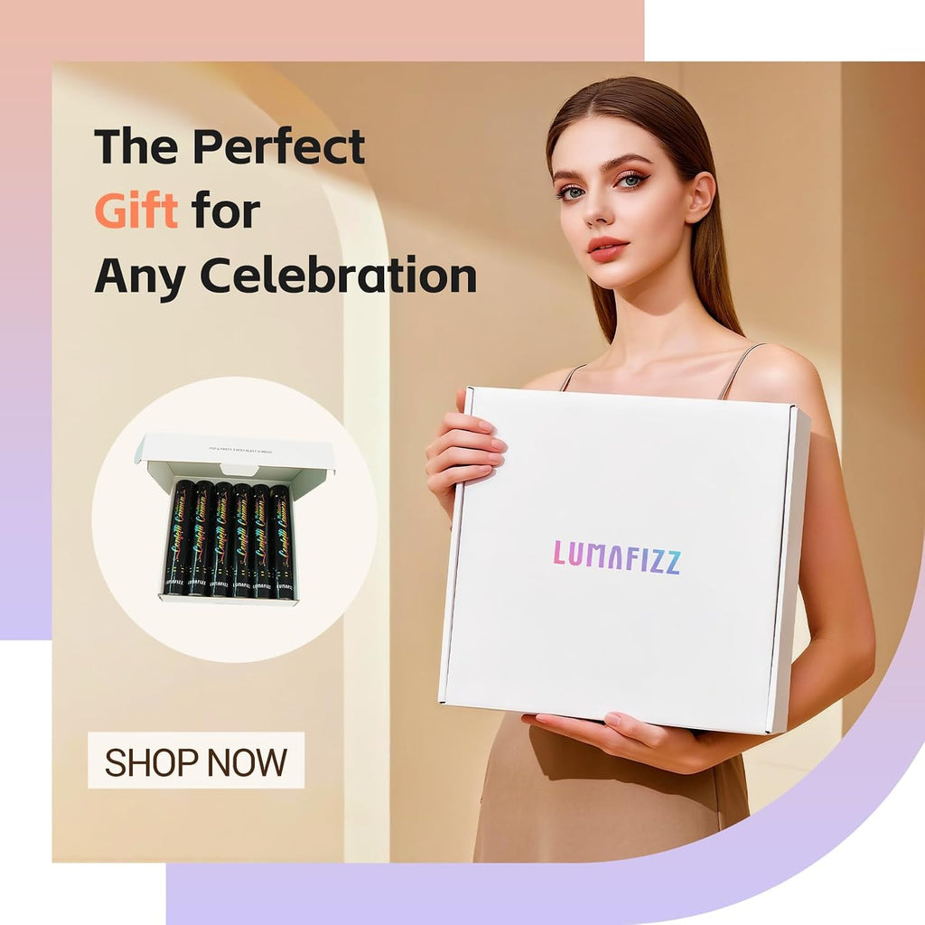 12in Confetti Cannons 6pk,LUMAFIZZ Multicolo Eco-Friendly Confetti Poppers | for Party，Birthday，Christmas Eve，Wedding，New Year Celebration