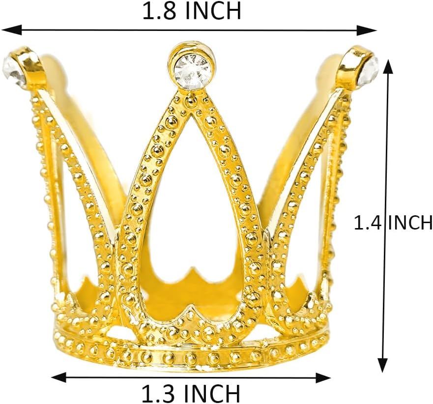 9-Piece Gold Mini Crown Cake Toppers - Cute Queen/Princess Small Crowns, Ideal Cupcake Toppers for Birthdays, Princess-Themed Parties & Cake Decoration