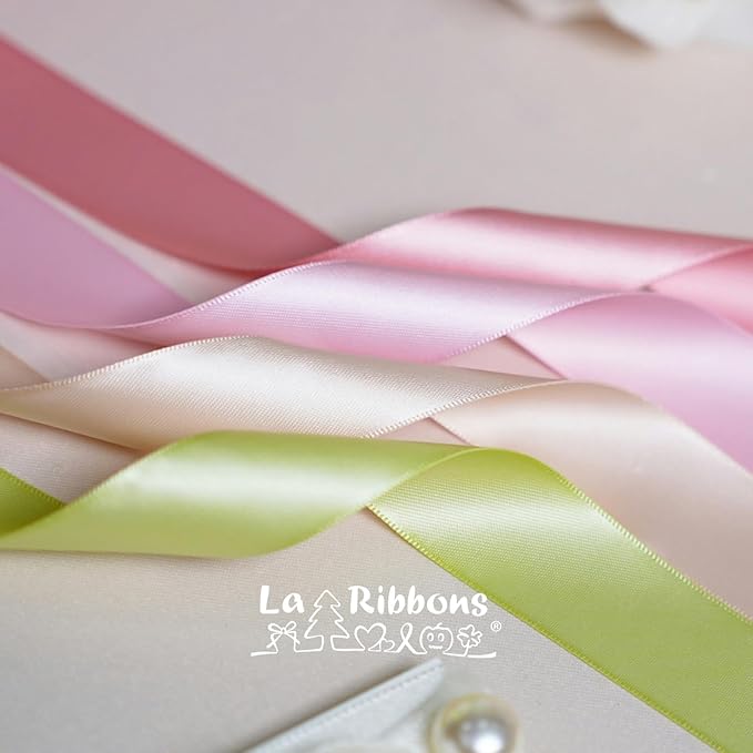 LaRibbons 1 1/2 Inch 25 Yard Double Faced Satin Ribbon,Dust Pink Satin Craft Fabric Ribbon for Gift Wrapping Floral Bouquets Wedding Party Decoration