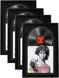 Creative Picture Frames 16" x 24" Jukebox Vinyl Frame Display with Double Matting, LP Record Album Frame for Wall Decor, Black/Black, Pack of 4