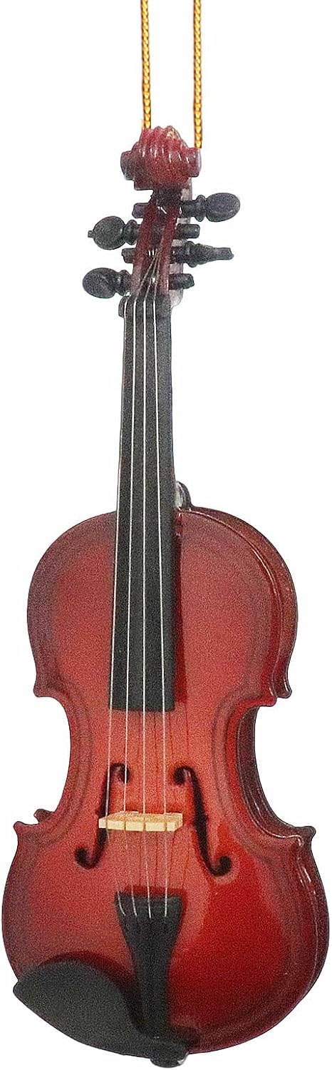 4.69" Wooden String Miniature Violin Hanging Ornament Mini Musical Instrument Violin Replica Christmas Tree Display Ornament Holiday Home Decoration Music Birthday Gifts Model (4.69" Violin)