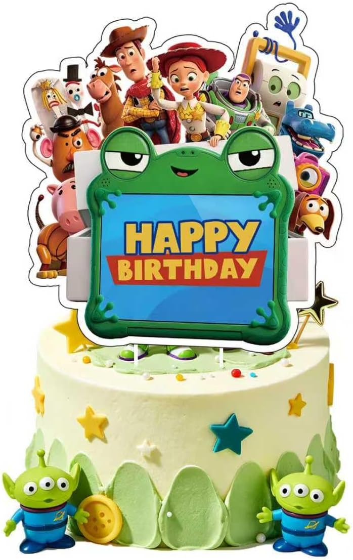 25Pcs For Toy Story Cake Decorations with 24pcs Cupcake Toppers, 1pcs Happy Birthday Cake Topper, Cartoon Themed Party Supplies, Perfect for Birthday Party Decorations