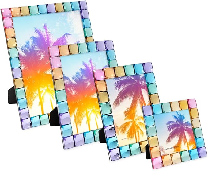 Isaac Jacobs Decorative Sparkling Jewel Picture Frame, Photo Display & Home Décor (4x6, Rainbow)