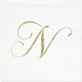 Gift Boutique 100 Gold Monogram Cocktail Napkins Letter N Disposable Paper Pack Elegant Metallic Golden Foil Hand Napkin for Powder Room Wedding Holiday Birthday Party Baby Shower Decorative Towels