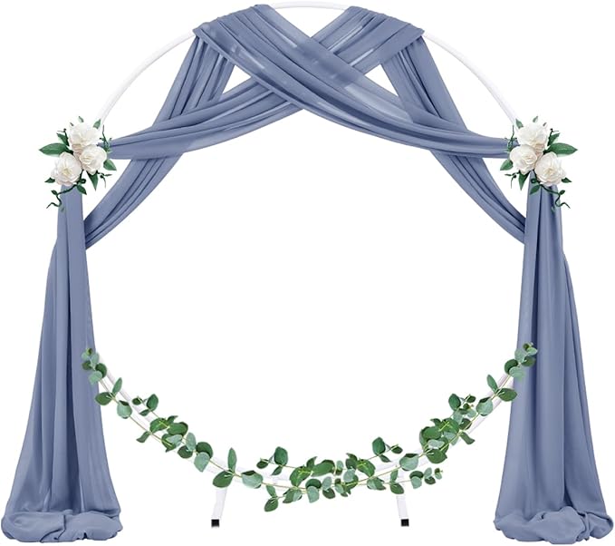 Socomi Wedding Arch Draping Fabric 1 Panel 29" x 19Ft Dusty Blue Sheer Chiffon Curtain Drapes 6 Yards for Wedding Ceremony Birthday Party Decoration