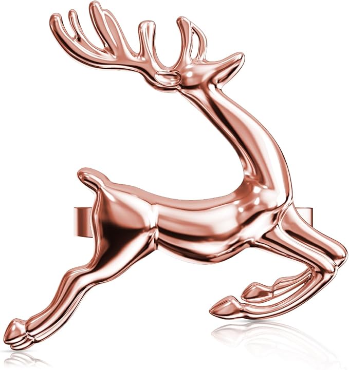 ZeeDix Set of 6 Rose Gold Elk Chic Napkin Rings for Christmas Dinning Table Setting-Wedding Receptions, Christmas, Thanksgiving and Home Kitchen for Casual or Formal