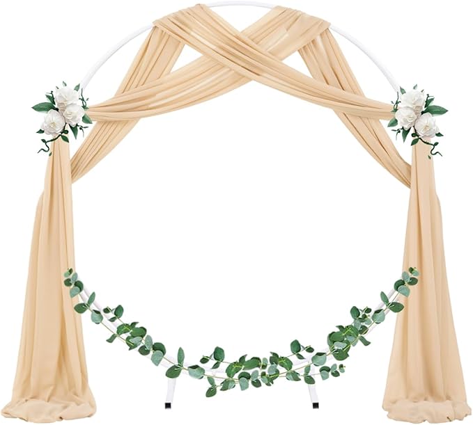 Socomi Wedding Arch Draping Fabric 1 Panel 29" x 19Ft Champagne Sheer Chiffon Curtain Drapes 6 Yards for Wedding Ceremony Birthday Party Decoration