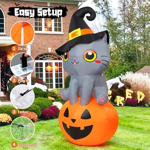 goosh 6 ft halloween inflatables cat outdoor decorations, package contents