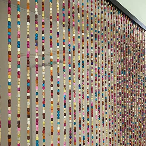 rainbow wooden bead curtain 36” x 79” –, side view