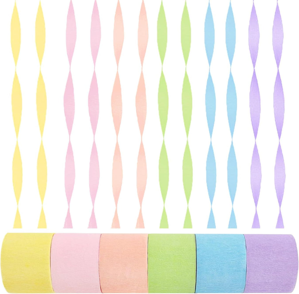 Crepe Paper Streamers 6 Rolls Pastel Rainbow Streamers for Birthday Baby Shower Gender Reveal Wedding Graduation Party Monther's Day Easter Decorations DIY Crafts