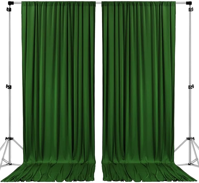 AK TRADING CO. 10 feet x 8 feet IFR Polyester Backdrop Drapes Curtains Panels with Rod Pockets - Wedding Ceremony Party Home Window Decorations - Valley Green