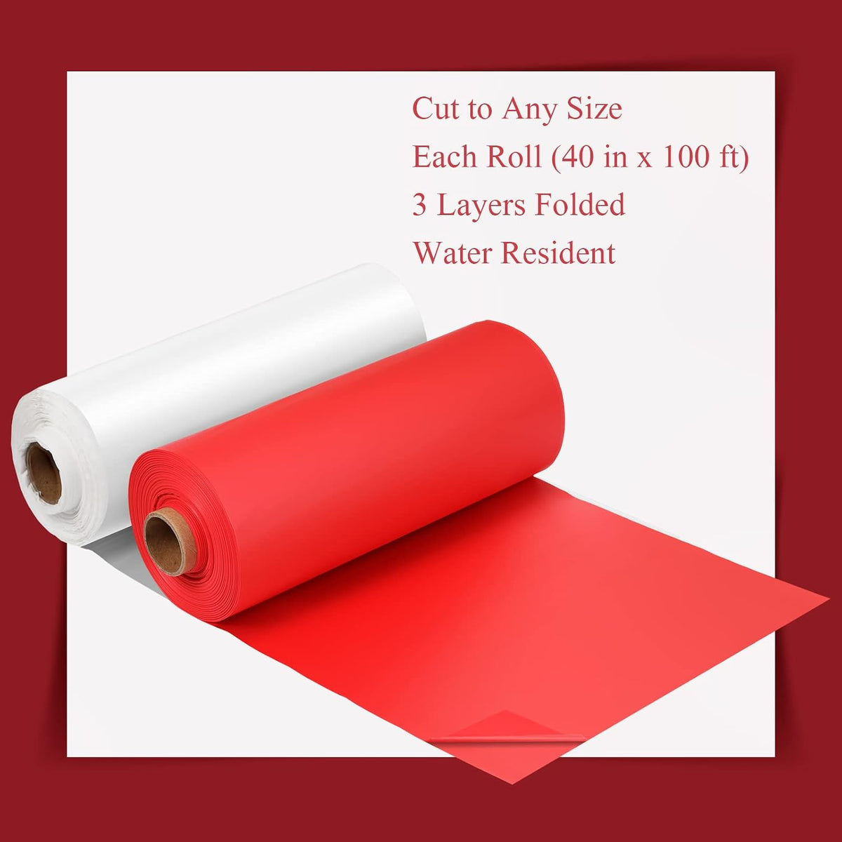 Moukeren 10 Roll Circus Carnival Table Cover Backdrop, White, Red