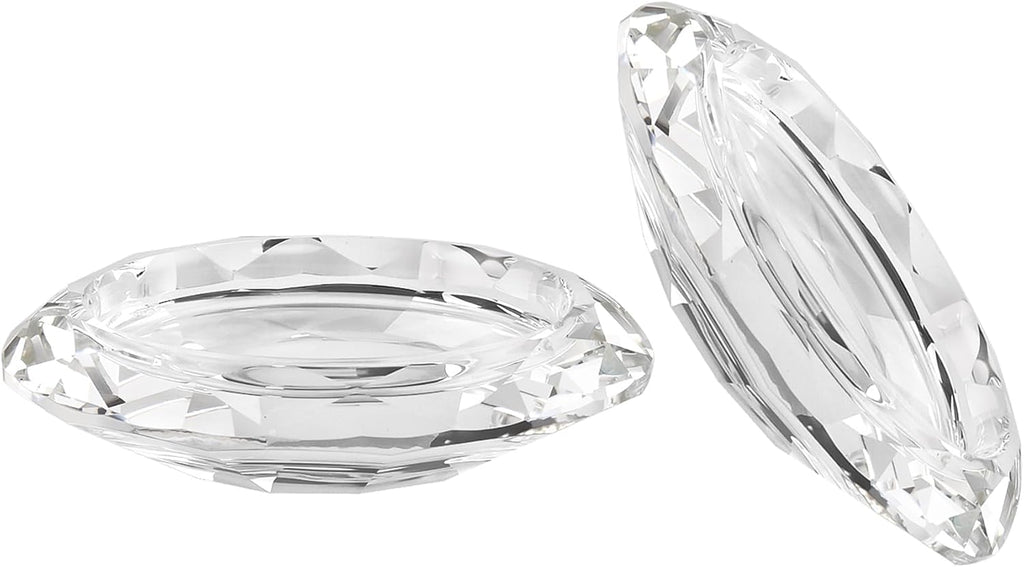 Crystal Pillar Candle Holders Decorations for Home Party Dinner Christmas, Suitable for Large Cylindrical Candles Hand-Cut 4.3'' X 1'' Clear, Pack of 2