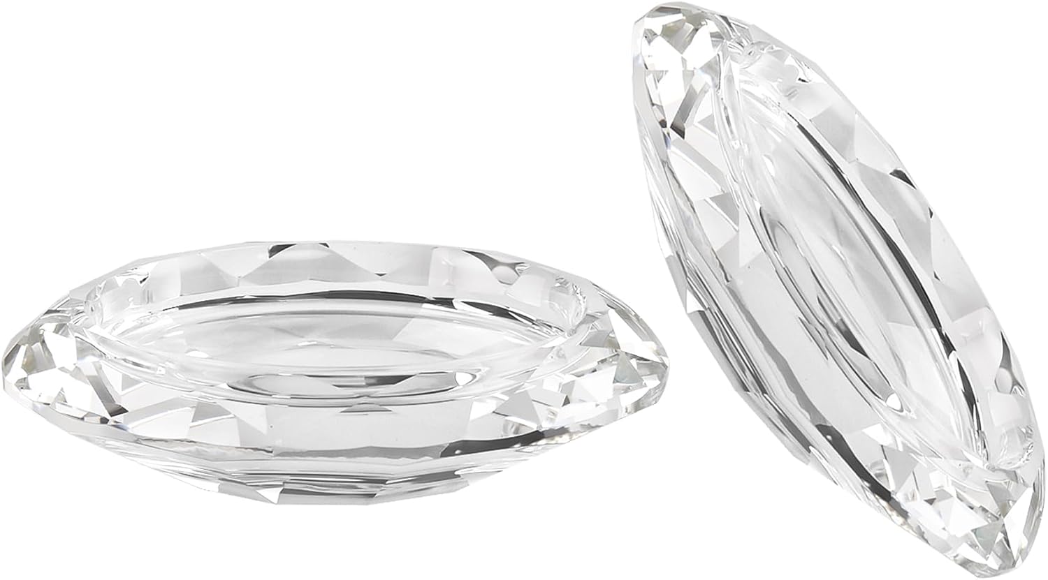 Crystal Pillar Candle Holders Decorations for Home Party Dinner Christmas, Suitable for Large Cylindrical Candles Hand-Cut 4.3'' X 1'' Clear, Pack of 2