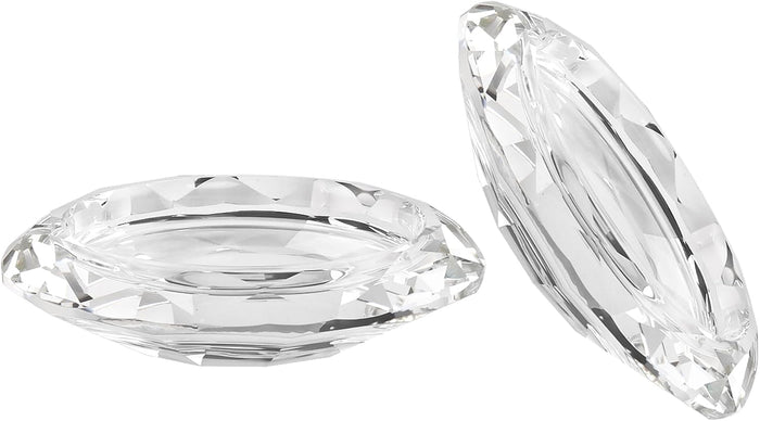 Crystal Pillar Candle Holders Decorations for Home Party Dinner Christmas, Suitable for Large Cylindrical Candles Hand-Cut 4.3'' X 1'' Clear, Pack of 2