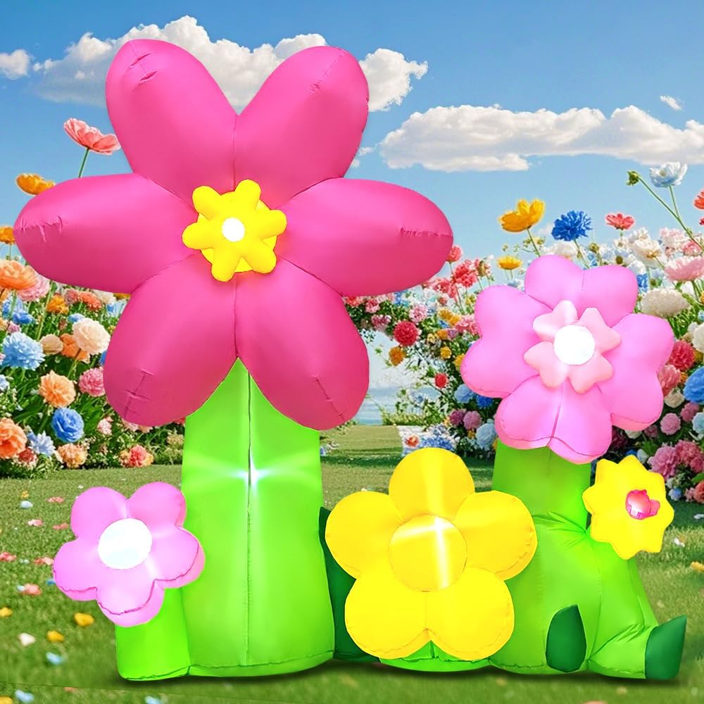 kooy 6ft spring easter inflatable flowers outdoor decoration, main product view