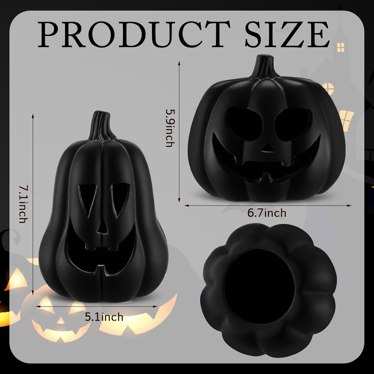Tioncy Halloween Decor Terracotta Jack O Lantern Pumpkin Decor,Black