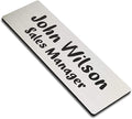 Custom Engraved Name Tag Badges for Business, Personalized Identification with Pin, Magnetic, Adhesive, or Blank Backing, 1"x3", Silver/Black Text
