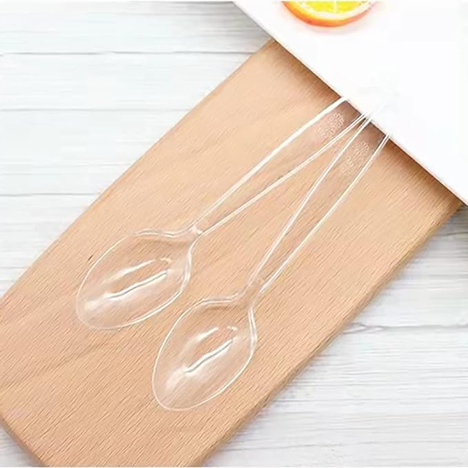 100 Count Plastic Silverware, Heavy Weight Plastic Forks Spoons Disposable Utensils Cutlery Set for Wedding Party Supplies Everyday Use