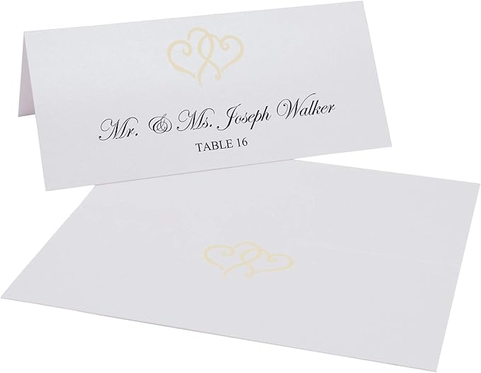 Linked Hearts Place Cards, Ivory (Choose Color), Set of 150, Pre-cut and Scored - Wedding, Party, Dinner, and Special Events - Made in the USA