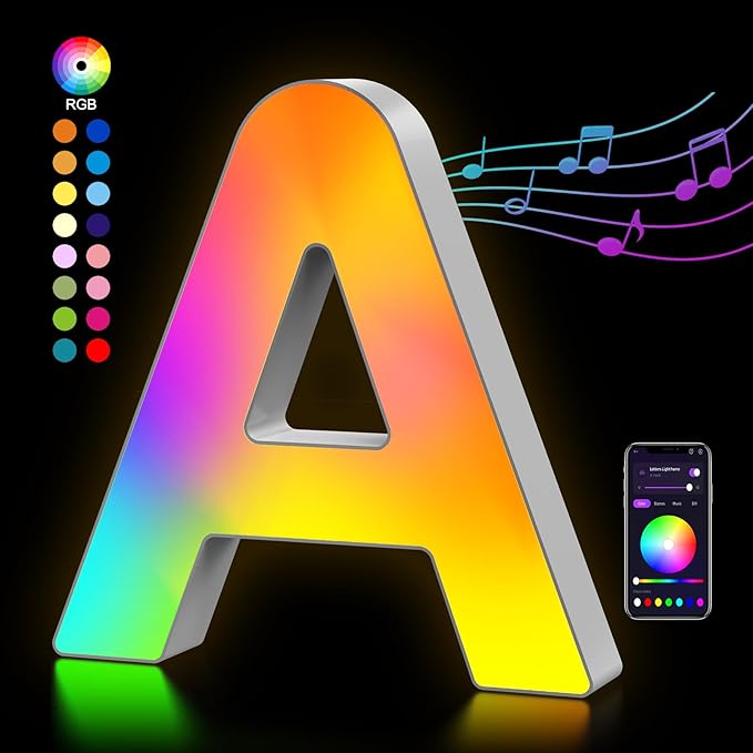 OJQ Light Up Letters Led Lights- Marquee Letters for Room Decor Wall Lights - Christmas Gifts Music Sync Color Change Colorful, Christmas Birthday Gifts for Girl, Teen Girls Gifts Home Wall Decor