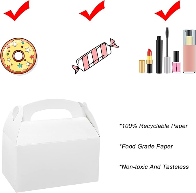 Xxcxpark 24 PCS White Gift Boxes 6.2x3.5x3.5 inches, Party Favor Kraft Paper Gift Packaging Box with Lid for DIY Crafting, Cube, Cupcake, Kraft Present Boxes for Birthday, Wedding