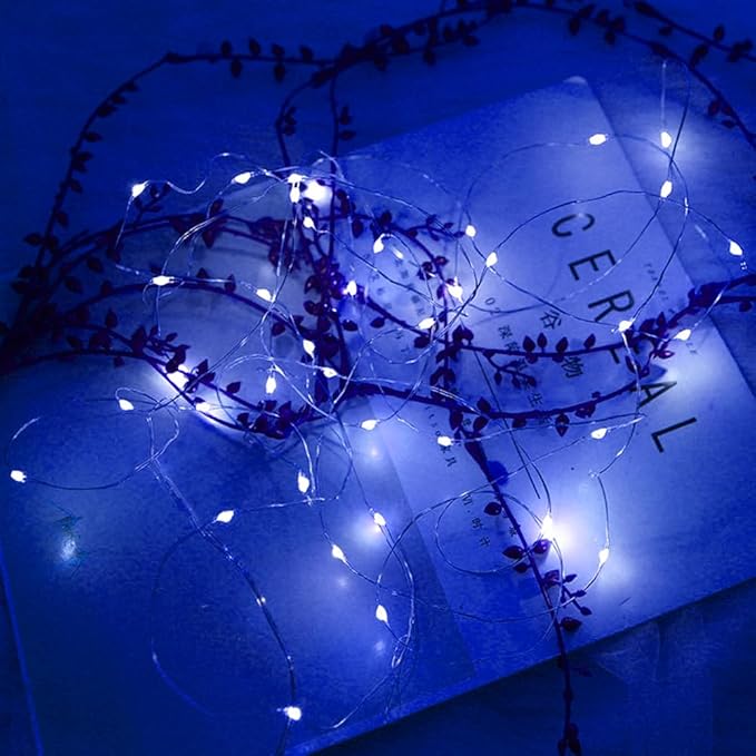 16Ft 50 LED Blue Fairy Lights Mini String Lights Waterproof for Mason Jars Halloween Christmas Parties Wedding Table Centerpieces Decoration