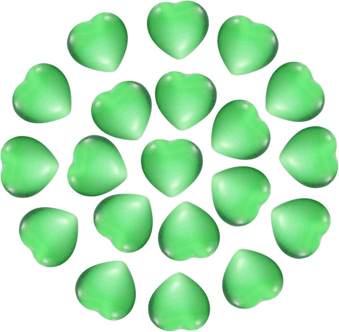 PATIKIL 20 Pcs Natural Heart Shaped Crystal Stone, 0.6 Inch Mini Polished Love Gemstone Crystal, Pocket Rock Engraved Worry Stones for Women Gifts Meditation, Bright Green
